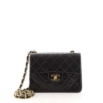 Chanel Vintage Square Classic Single Flap Bag Quilted Lambskin Mini