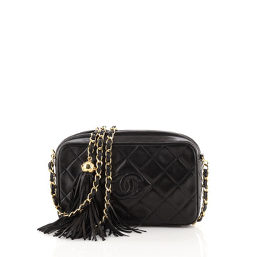 Chanel Vintage Diamond CC Camera Bag Quilted Leather Small