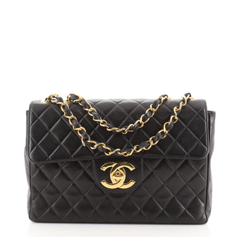 Chanel Vintage Classic Single Flap Bag Quilted Lambskin Jumbo