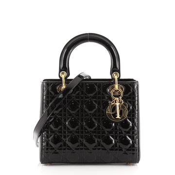 Christian Dior Lady Dior Bag Cannage Quilt Patent Medium