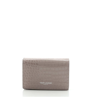 Saint Laurent Trifold Wallet Crocodile Embossed Leather