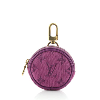 Louis Vuitton Round Bag Charm and Key Holder Monogram Denim Purple