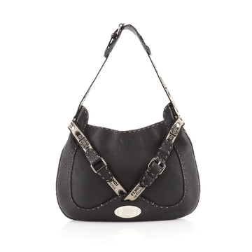 Fendi Selleria Belted Romano Hobo Leather