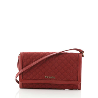 Prada Chain Wallet Crossbody Quilted Tessuto