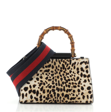 Gucci Nymphaea Top Handle Bag Printed Calf Hair Mini
