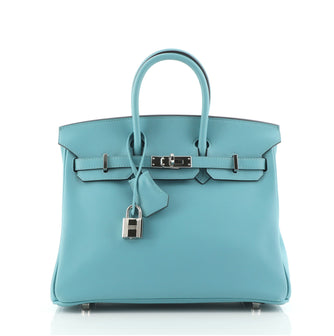 Hermes Birkin Handbag Blue Swift with Palladium Hardware 25
