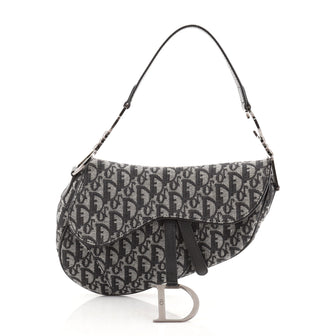 Christian Dior Vintage Saddle Bag Diorissimo Canvas Medium