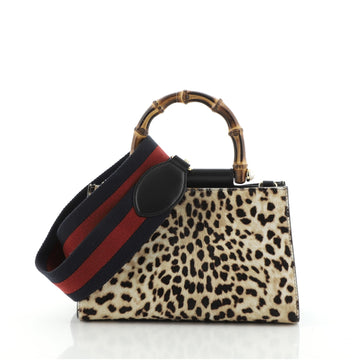 Gucci Nymphaea Top Handle Bag Printed Calf Hair Mini