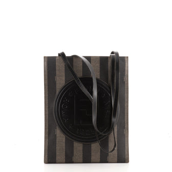Fendi Pequin Shopping Tote Canvas and Leather Tall