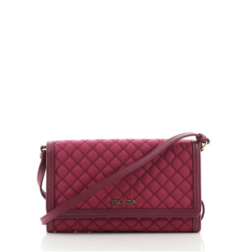 Prada Chain Wallet Crossbody Quilted Tessuto
