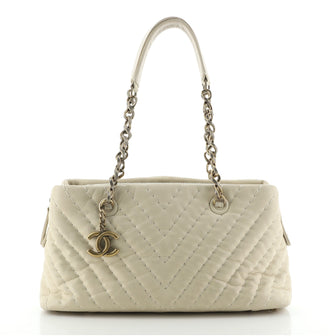 Chanel Surpique CC Charm Tote Chevron Lambskin Small