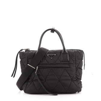 Prada Bomber Convertible Tote Quilted Tessuto Small