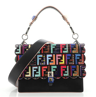 Fendi Kan I Bag Zucca Embossed Leather Medium