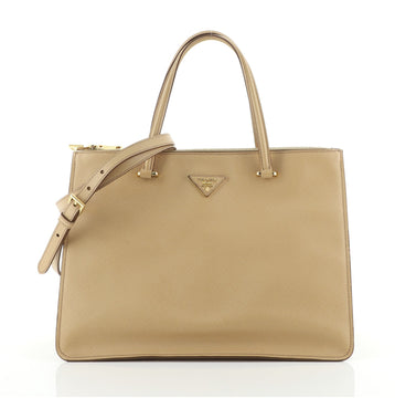 Prada Lux Double Zip Frame Tote Saffiano Leather