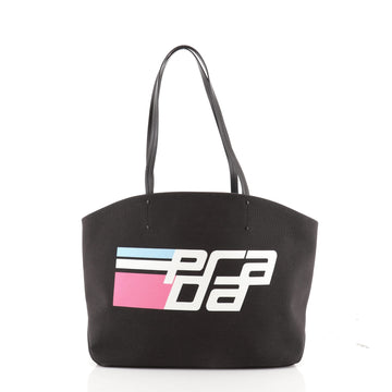 Prada Logo Tote Printed Canvas Large