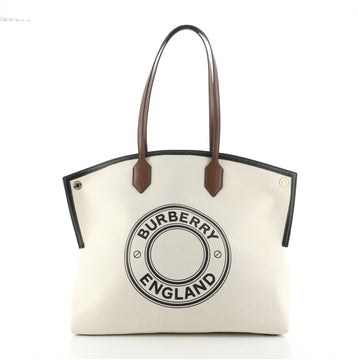 Burberry Logo Society Tote Printed Canvas Large