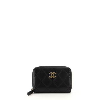 Chanel CC Zip Coin Purse Quilted Lambskin Small