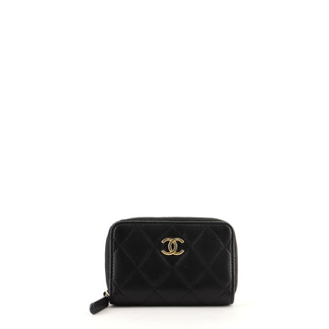 Chanel CC Zip Coin Purse Quilted Lambskin Small