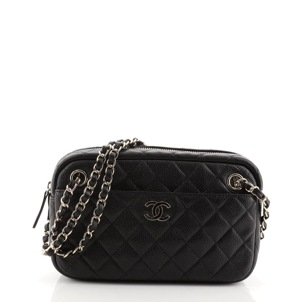 CHANEL Caviar Quilted Small In & Out Camera Case Black 855849
