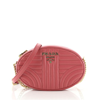 Prada Oval Chain Crossbody Bag Diagramme Quilted Leather Small