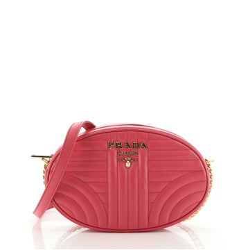 Prada Oval Chain Crossbody Bag Diagramme Quilted Leather Small