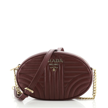 Prada Oval Chain Crossbody Bag Diagramme Quilted Leather Small