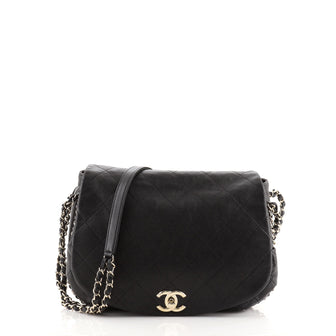Chanel Chain Around Saddle Flap Bag Quilted Calfskin Medium
