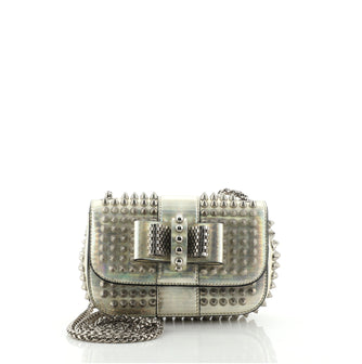 Christian Louboutin Sweet Charity Crossbody Bag Spiked Holographic Leather Mini