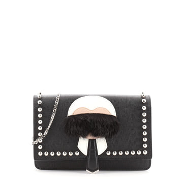Fendi Karlito Wallet on Chain Studded Saffiano Leather