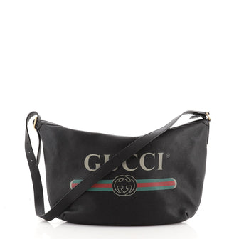 Gucci Logo Half-Moon Hobo Printed Leather
