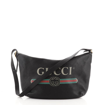 Gucci Logo Half-Moon Hobo Printed Leather