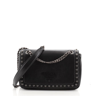 Prada Chain Flap Bag Studded Glace Calf Small