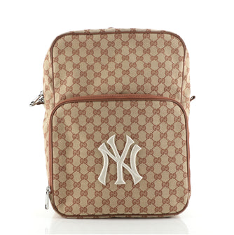 Gucci MLB Front Pocket Backpack GG Canvas With Applique Medium