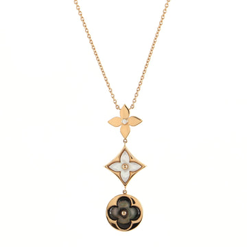 Louis Vuitton Color Blossom Lariat Necklace 18K Rose Gold with Mother of Pearl and Diamond