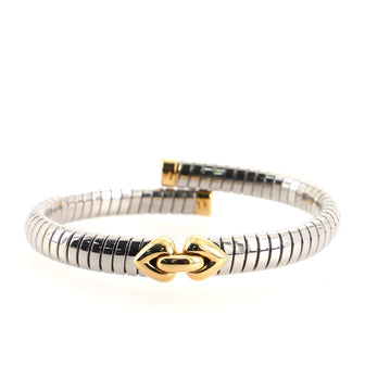 Bvlgari Tubogas Hearts Open Flex Bangle Bracelet Stainless Steel with 18K Yellow Gold