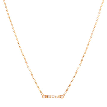 Tiffany & Co. Fleur de Lis Key Bar Pendant Necklace 18K Rose Gold with Diamonds