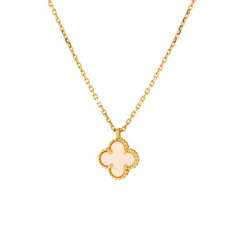 Van Cleef & Arpels Sweet Alhambra Pendant Necklace 18K Yellow Gold and Mother of Pearl