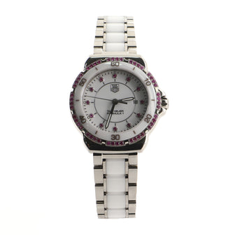 Tag Heuer Formula 1 Quartz Watch Stainless Steel and Ceramic with Pink Sapphire Bezel and Markers 32