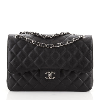 Chanel Classic Double Flap Bag Quilted Caviar Jumbo