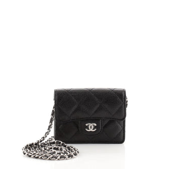 Chanel Classic Card Holder on Chain Quilted Caviar Mini