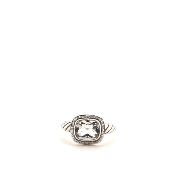 David Yurman Noblesse Ring Sterling Silver with White Topaz and Diamonds 10mm