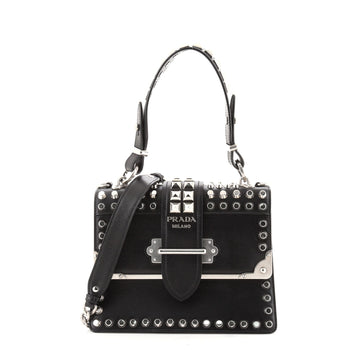 Prada Cahier Convertible Shoulder Bag Studded City Calf with Saffiano Small