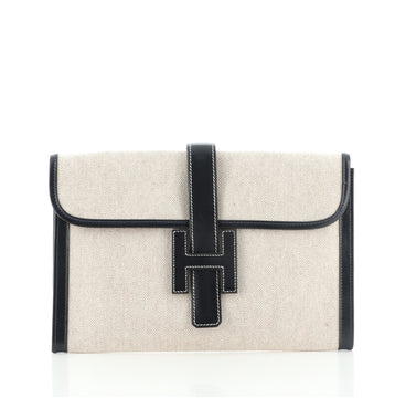 Hermes Jige Clutch Toile and Leather 29