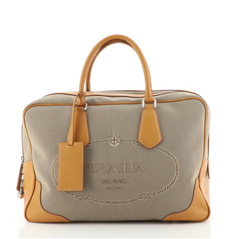 Prada Logo Bauletto Bag Canvas Large