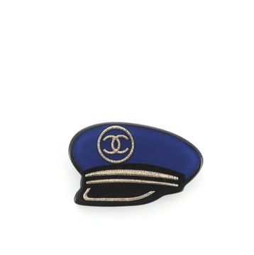 Chanel Captain's Hat Nautical CC Brooch Pin Metal and Resin