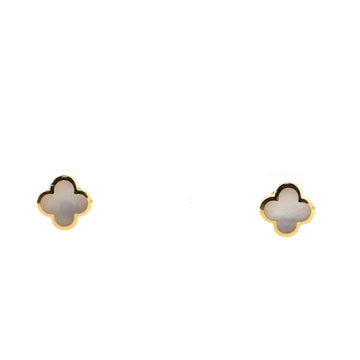 Van Cleef & Arpels Pure Alhambra Stud Earrings 18 K Yellow Gold and Mother-of-pearl