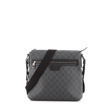 Gucci Front Zip Flat Messenger Bag GG Coated Canvas Medium
