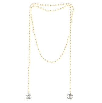 Chanel CC Pearl Chain Necklace Faux Pearl with Metal