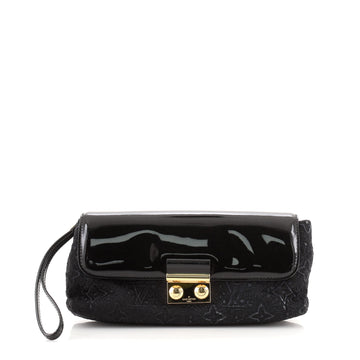 Louis Vuitton Pochette Dentelle Clutch Embroidered Satin with Vernis