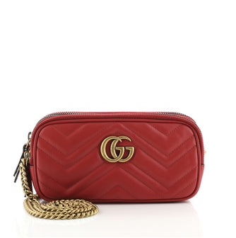 Gucci GG Marmont Triple Zip Chain Bag Matelasse Leather Mini
